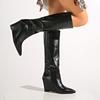Fashion Sexy Super High Heel Black Long Chelsea Boots Women 2025 New Pointed Toe Wedge Heel Knee-High Boots Designer Shoes Autumn Winter