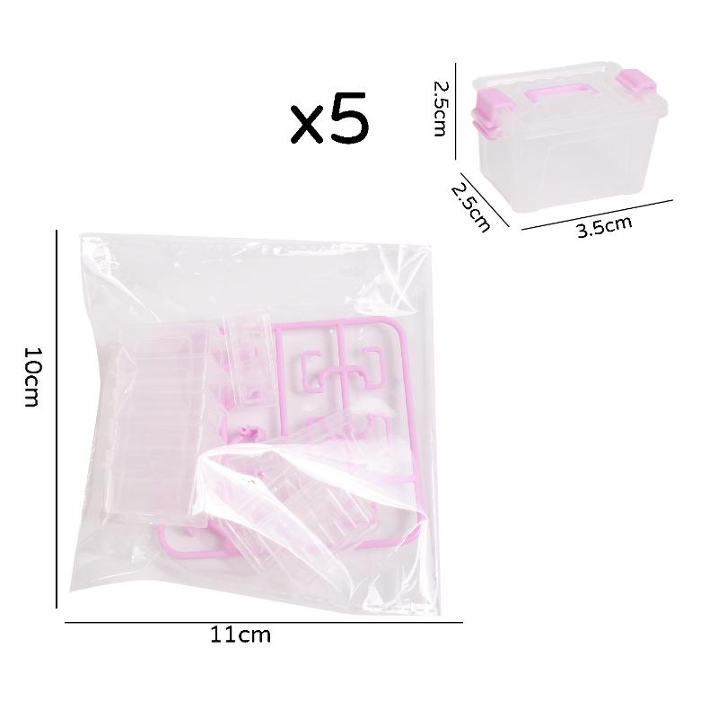 5Pcs Portable Organizer Case Dollhouse Transparent Plastic Storage Box Household Lightweight Storage Boxes