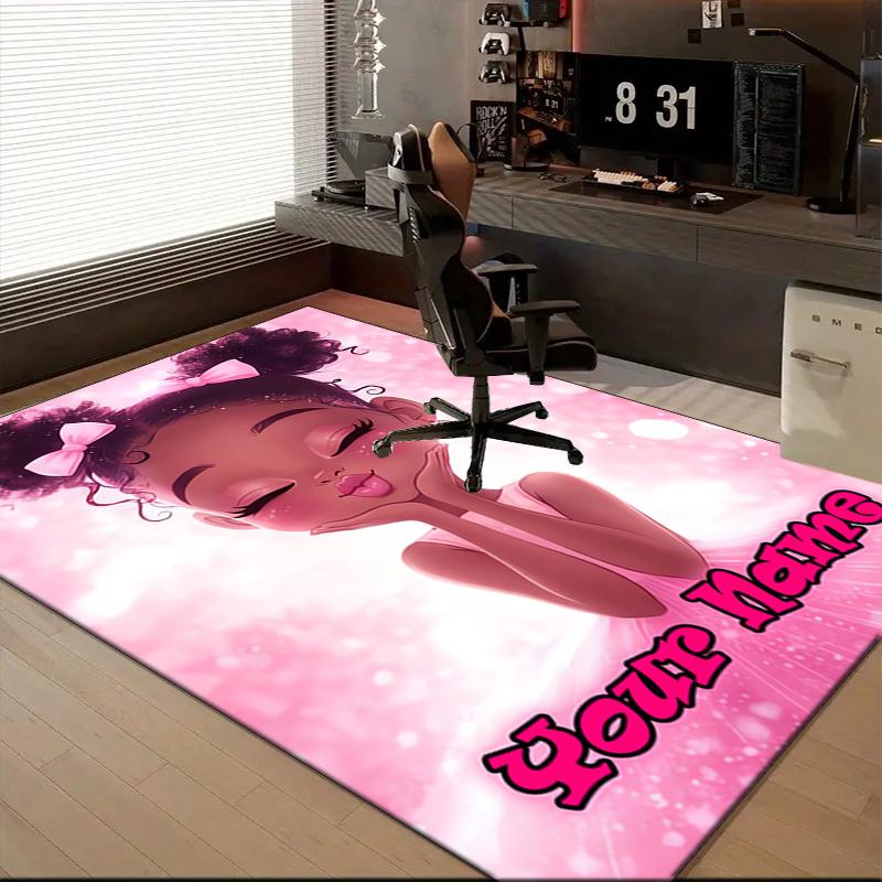 1PC Custom Name Pink Sparkle Dreams Theme Floor Mat Ideal for Living Room, Game Rooms, Office, Bedroom,Floor Mat Playful Design