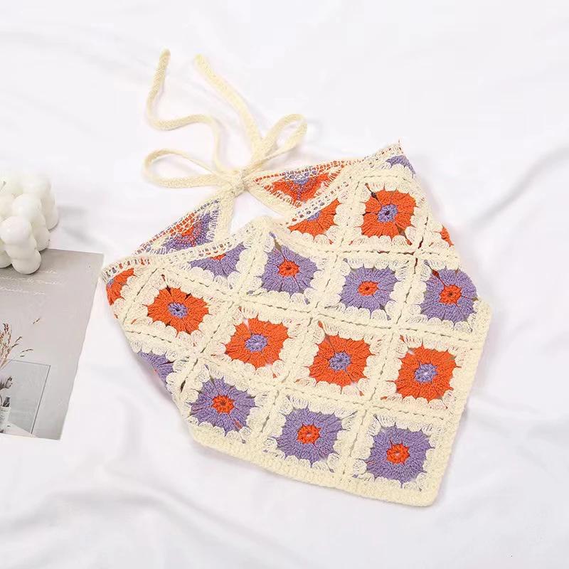 1 Stück Koreanisch Süß Niedlich Handgemacht Gehäkelt Hohl Dreieck Stirnband Handtuch Frauen Frühling und Sommer Reise Literarisch Foto Haarschal