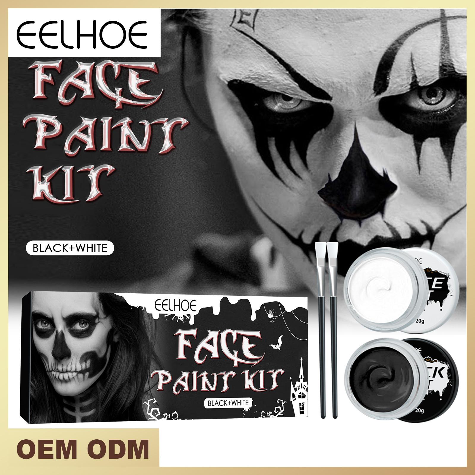 Halloween Cosplay Makeup Black + Face Body Paint Special Effects Makeup Kit Dress Up Adult - Face Paint Kit Full Coverage Face Paint белый