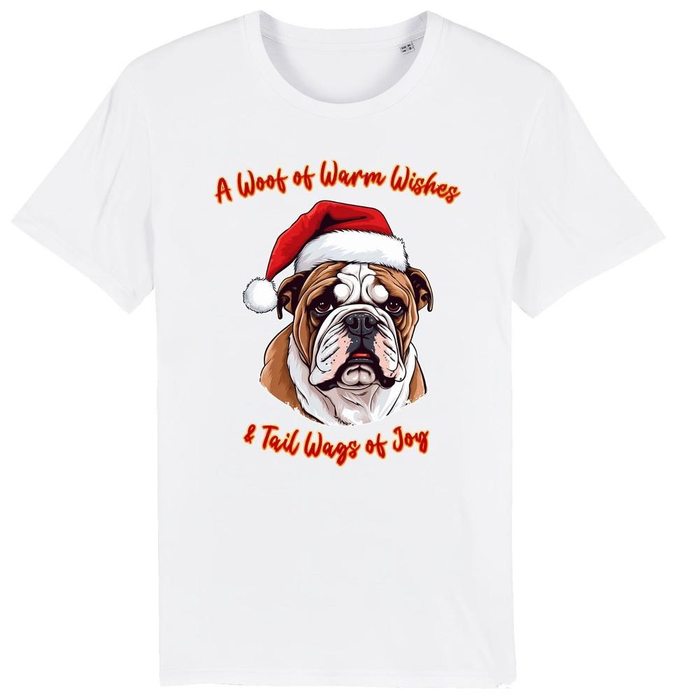 

Mens BULLDOG Christmas T-Shirt Santa Dog Woof Wishes Dogs Pet Clothing Xmas Gift 2XL