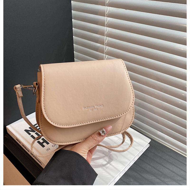 Shoulder Bag Waterproof PU Leather Simple Solid Color Flap Crossbody Messenger for Daily Commute Travel Shopping