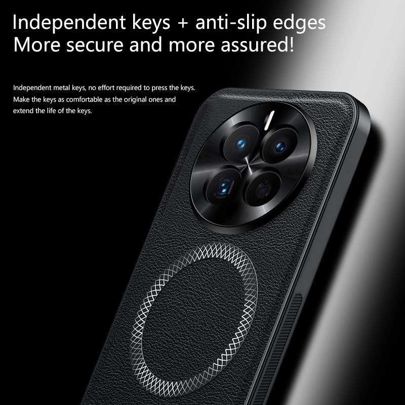 For Huawei Mate 50 Case Magnetic Elegant Leather Wear-Resistant Lens Fully Covered Non-Slip Grip Edge Cover Shell