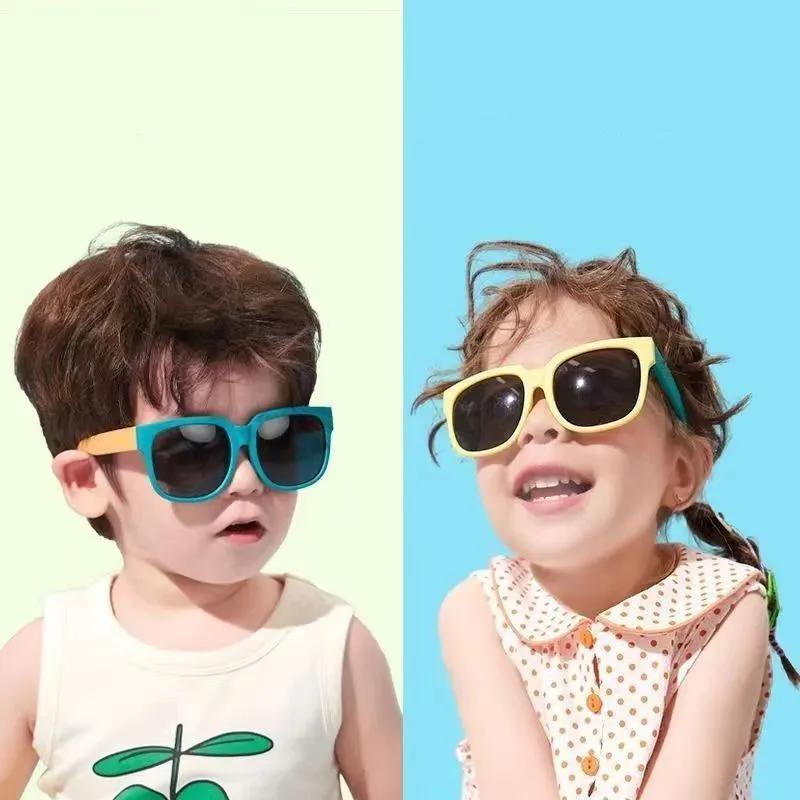 Flexible Children Folding Sunglasses with Box Kids Travel Goggle Shades Trendy UV400 Outdoor Sun Glasses Eyewear for Boys Girls