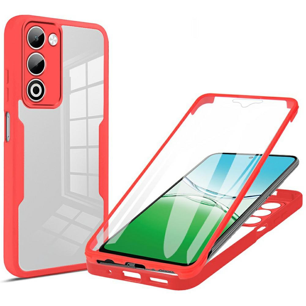 

For Oppo A5 5G Case Acrylic+TPU Clear Phone Cover with PET Screen Film Red