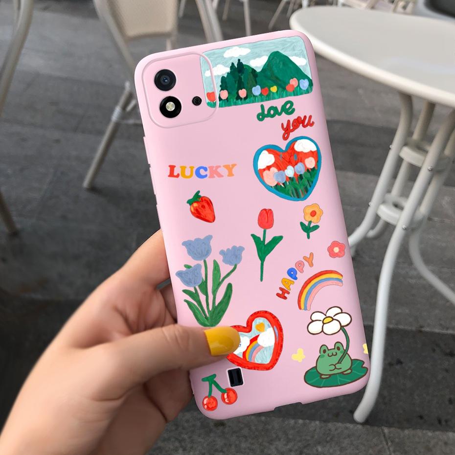 Lovely Pattern Phone Case For Realme C11 2021 C 11 2020 RMX2185 Macaroon Silicone Soft Cases Cover For Realme C11 (2021) RMX3231