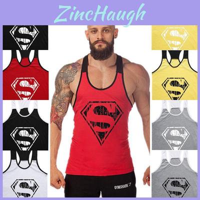 Superman Pattern Mens Sports Vest With Cotton Fabric For Summer Workout And Active Lifestyle