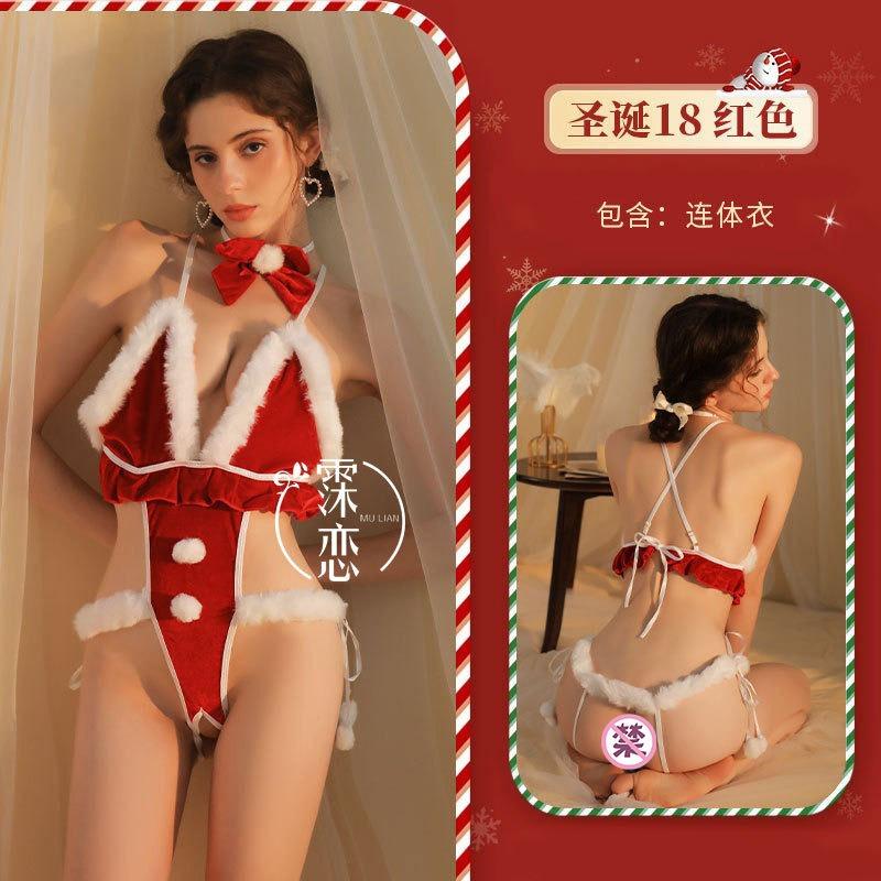 Sex Underwear Sexy Tube Top Plush Christmas Dress Flirting Cosplay Pure Desire Buttocks Short Skirt Sex Dress