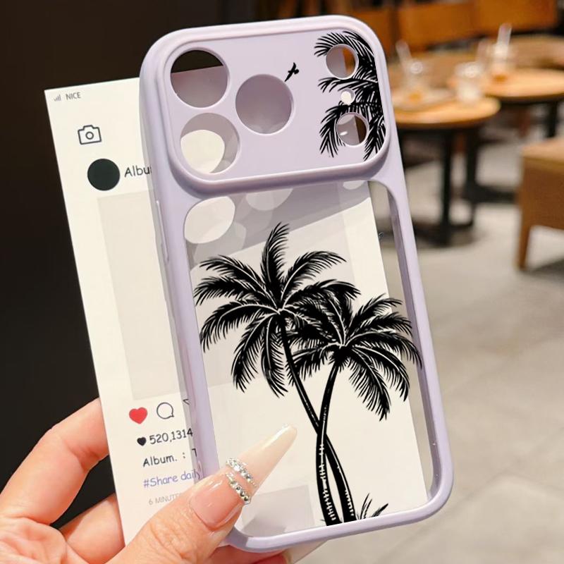 Creative Coconut Sunset Pattern Case For iPhone 17 Pro Max For iPhone 16 15 14 13 Pro Max Luxury Hybrid TPU+PC Clear Back Hard Cover