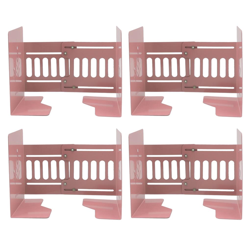 4pcs Bookends Retractable Structure Metal Flexible Regulable Slim Design Book Shelf Holder for