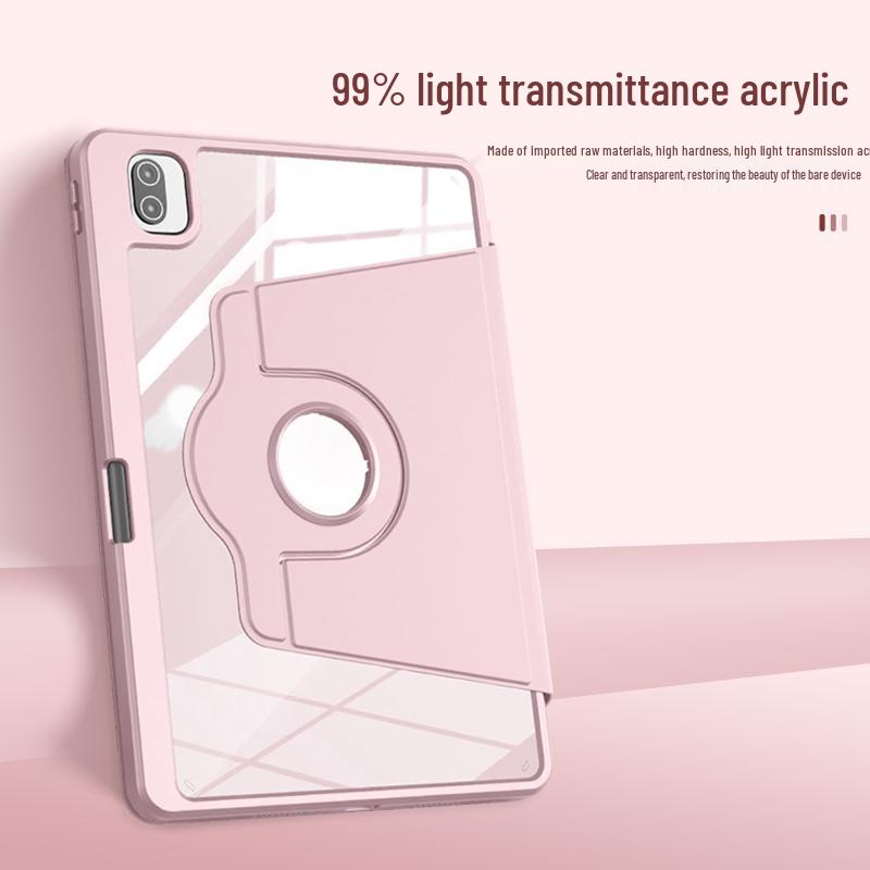 High-Transparency Rotating Protective Case for Apple, Huawei, Xiaomi Tablets - IPad Tri-Fold, Anti-Bend Design