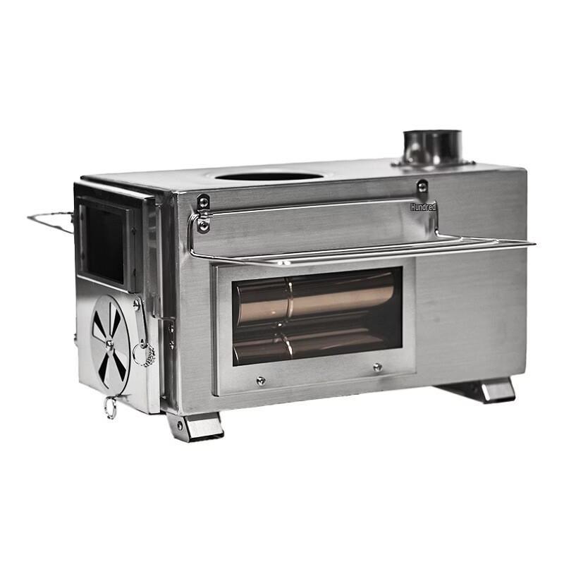 Portable Outdoor Wood Stove with Three-Sided Glass