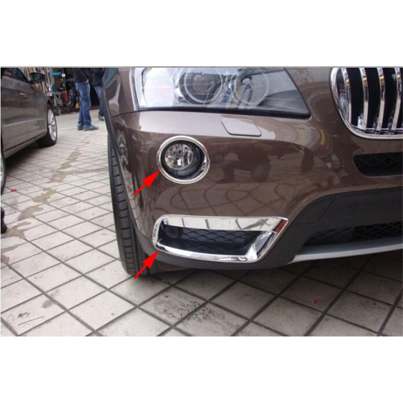 For BMW X3 F25 11-14 Front Top Light + Bottom Fog Light Lamp Chrome Cover Trim Car Interior Supplies Car Interior