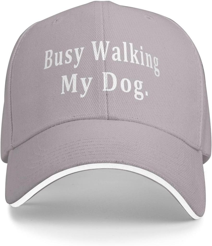 Busy Walking My Dog Baseball Cap Polyester Adjustable Outdoor Casual Hat for Men Women