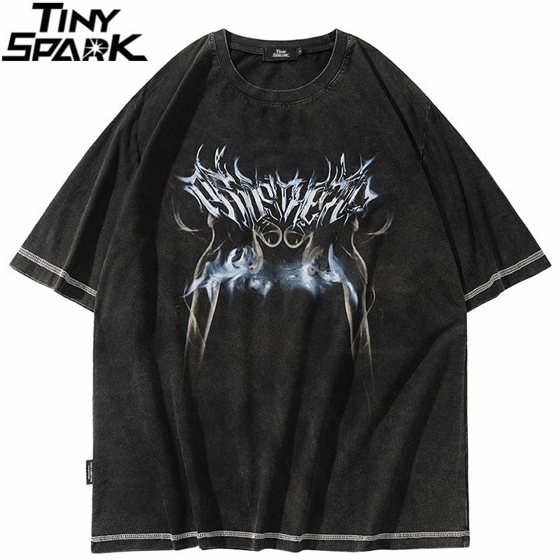 Men Hip Hop Streetwear Washed T Shirt Graphic Printed Oversize T Shirt Harajuku Cotton Loose Summer Short Sleeve Tshirt