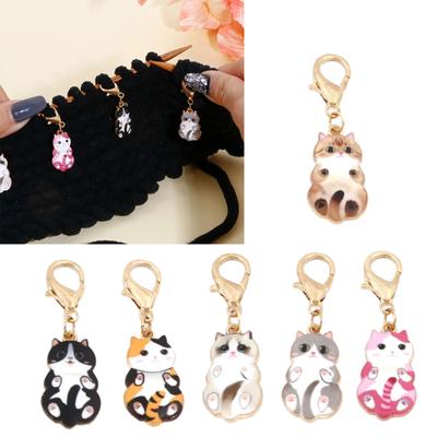 6Pcs Cats Stitching Marker Charm Locking Stitching Marker with Lobster Clasps Locking Stitching Marker for Knitting