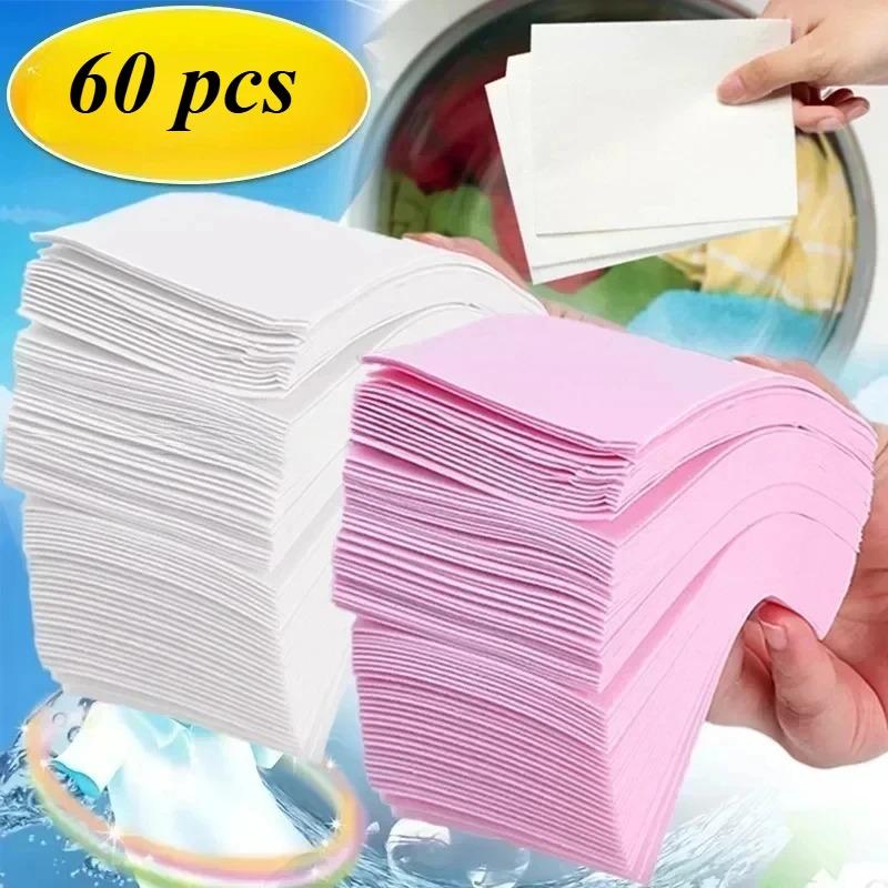60 Pieces of Laundry Detergent Cleaning Pad Strong Stain Remover Long-lasting Fragrance Laundry Soap Washing Machine Clothes