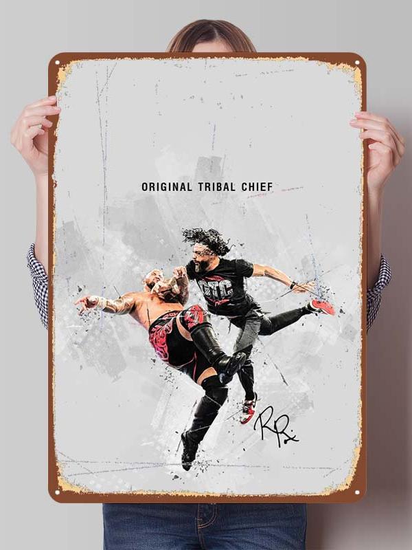 Roman Reigns Metallschilder Wrestler Poster Dekoration Schlafzimmer Anpassbare Blechschilder für Man Cave Wandkunst Dekoration Retro Zimmer