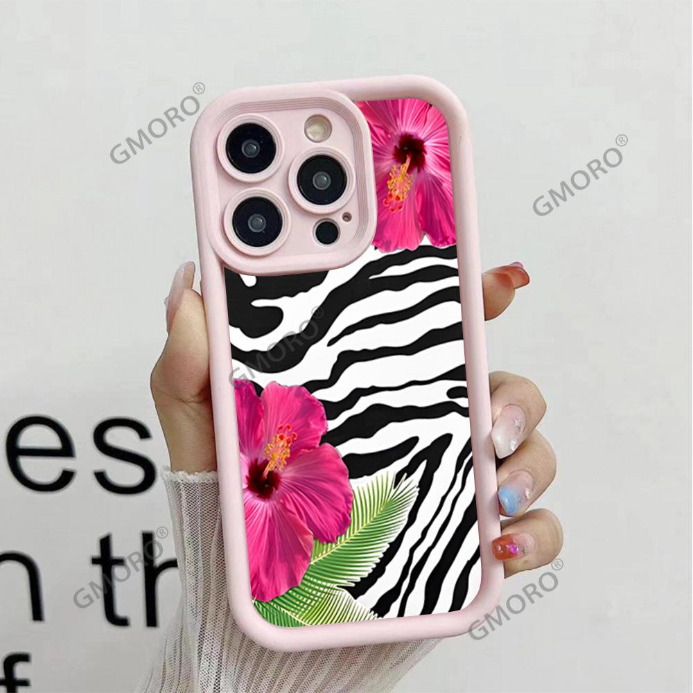 Hot-selling Black Zebra Pattern Flower Suitable for Apple 16pm Premium Mobile Phone Case iPhone17 Silicone Soft Case