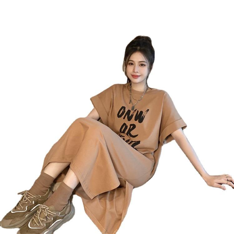 Футболка платье свободного покроя большого размера короткое платье летнее платье — фото 6