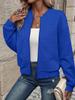 Solid Zipper Jacket Baseball Collar Casual Coat Women's