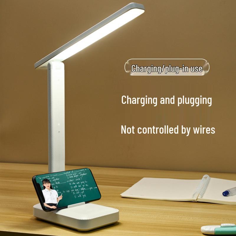 Eye-Protecting LED Desk Lamp with Touch Dimming and Color Change, Rechargeable for Dorms, Bedrooms, or Study Rooms.