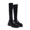 2024 New ZV Over-the-Knee Long Boots for Petite Women - High Thick Sole, Simple Side-Zip Knight Style