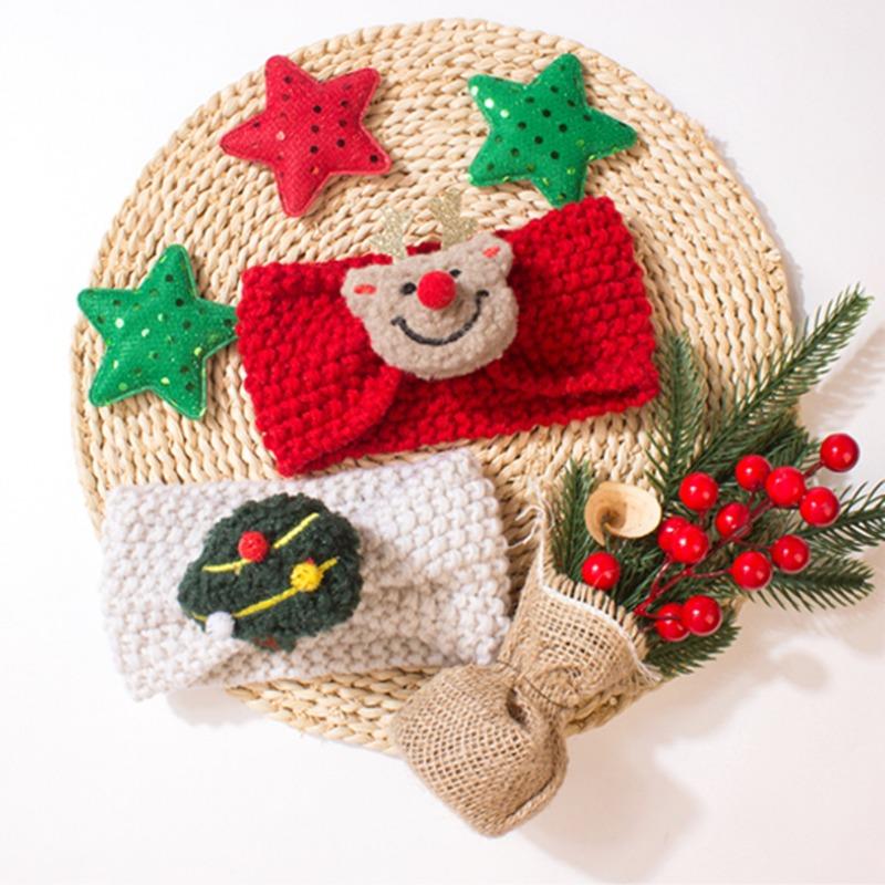 Christmas Children's Headband New Knitted Baby Wool Headband Cute Solid Color Baby Headgear Autumn and Winter