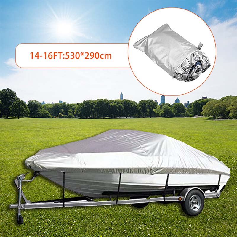 Boat Cover Yacht Outdoor Protection Waterproof Boat Cover Fabric Anti-smashing Tear Proof Silver Reflective 11-22FT