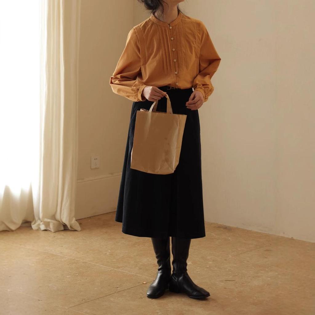 Cămașă pentru femei, toamna 2025, cu guler înalt, stil retro francez, cu mânecă tip felinar – design lejer, cu mânecă lungă, elegant