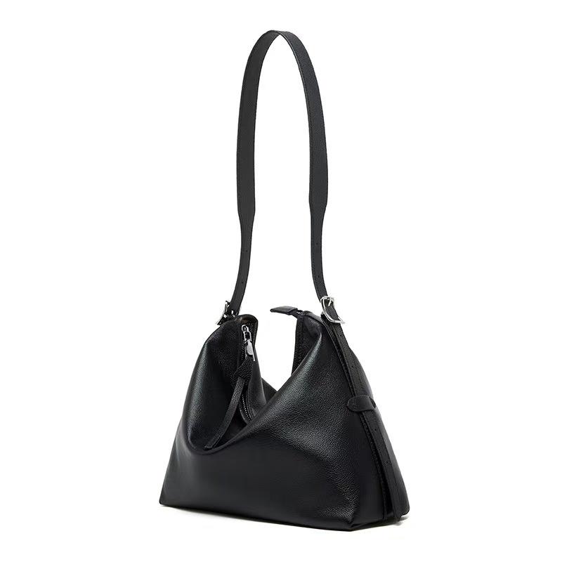 Genuine Leather Womens Shoulder Underarm Tote Bag Vintage Litchi Grain Top Grain Cowhide Crossbody Luxury Commuter Handbag