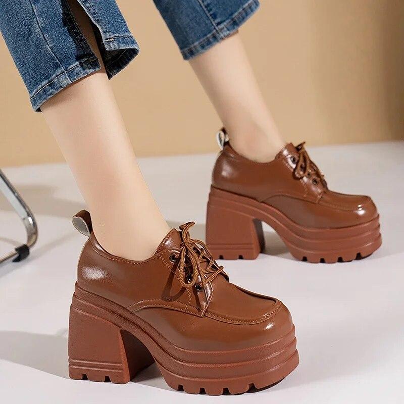 Lolita Shoes for Women Mary Jane 2023 Lace Up Loafers Girls Students JK Uniform High Heels Platform Shoes Cosplay Female Shoes