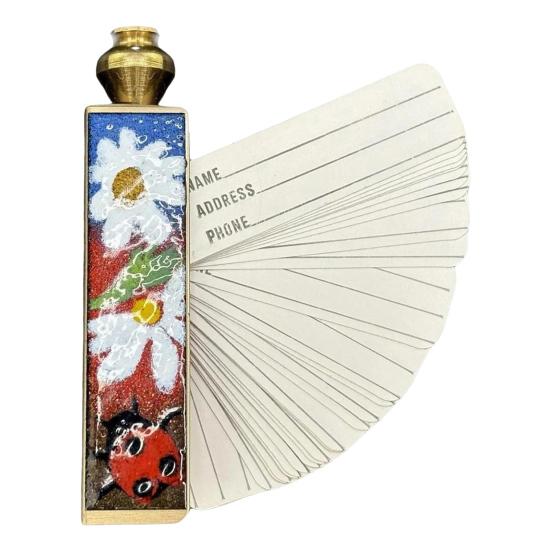 1/2/3Pcs Enamel Flower Brass Phone Book Handmade Vintage Chinese Style Mini Pocket Portable Floral Phone Directory Address Book Collectible Decoration