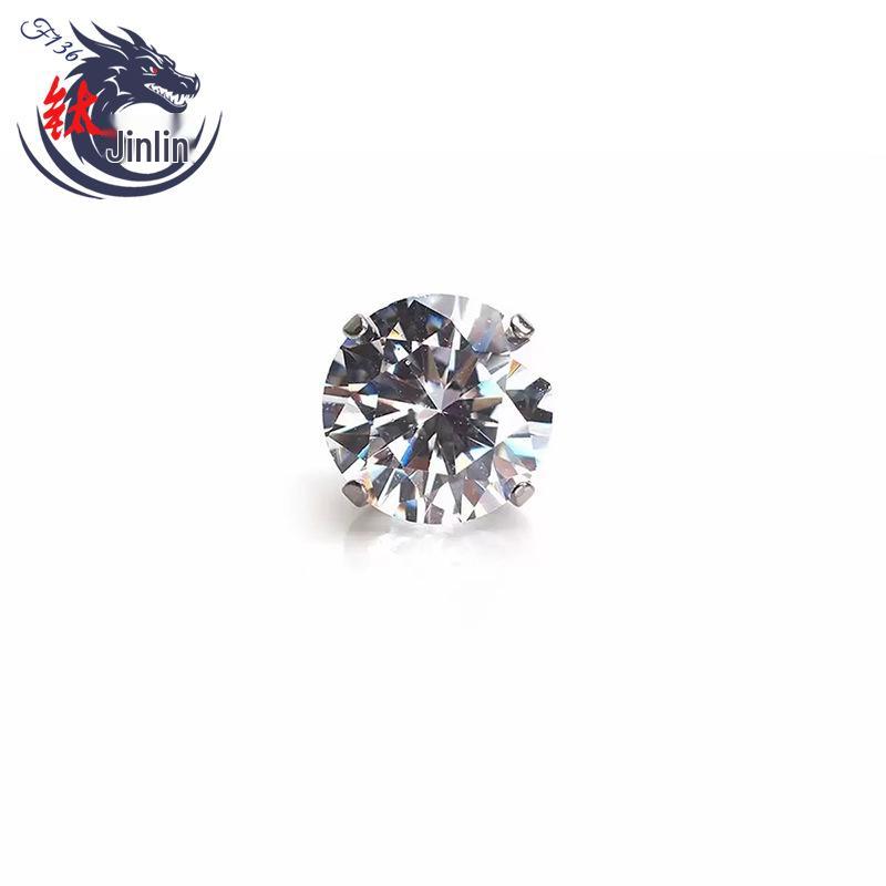 F136 Titanium Zirconia Inlaid Multi-color Ear and Lip Piercing Studs - Fashionable Light Luxury Earrings 0.9 Thread*3MM