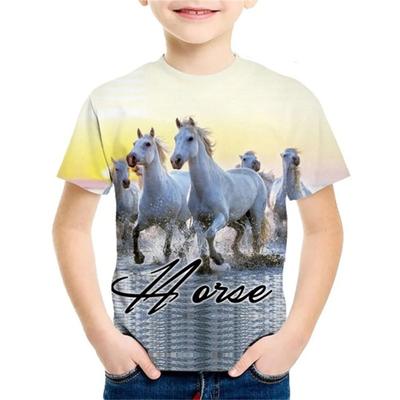 Camiseta para Niños Caballo Camiseta para Niñas Camisetas Gráficas Casuales Manga Corta Ropa para Niños Cuello Redondo Exterior Ropa para Niños