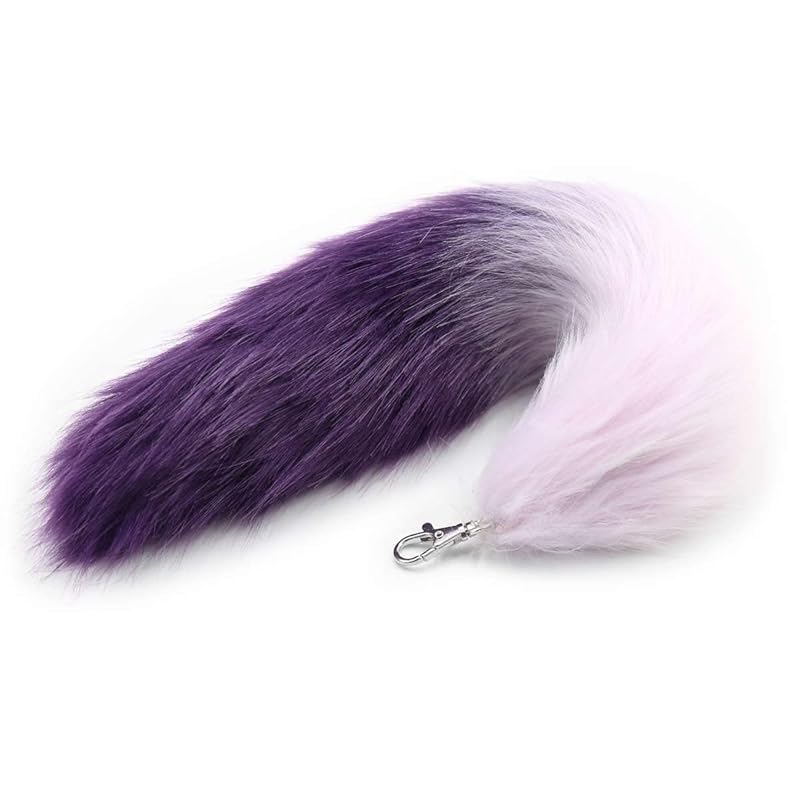 

[DeerLuxe] strap Fluffy Tail key ring accessories disguise cosplay charm fox fur (purple)