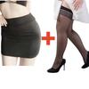 2PCS/SET Women High Waist Pencil Mini Skirts+Stockings Dress Set,Sexy Casual Wrap Hips Black Short Skirt and Pantyhose