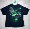 VTG Night Rider Biker Motorcycle Green Ghost Skull Graphic Tee Black T Shirt 2XL Unisex T-Shirt