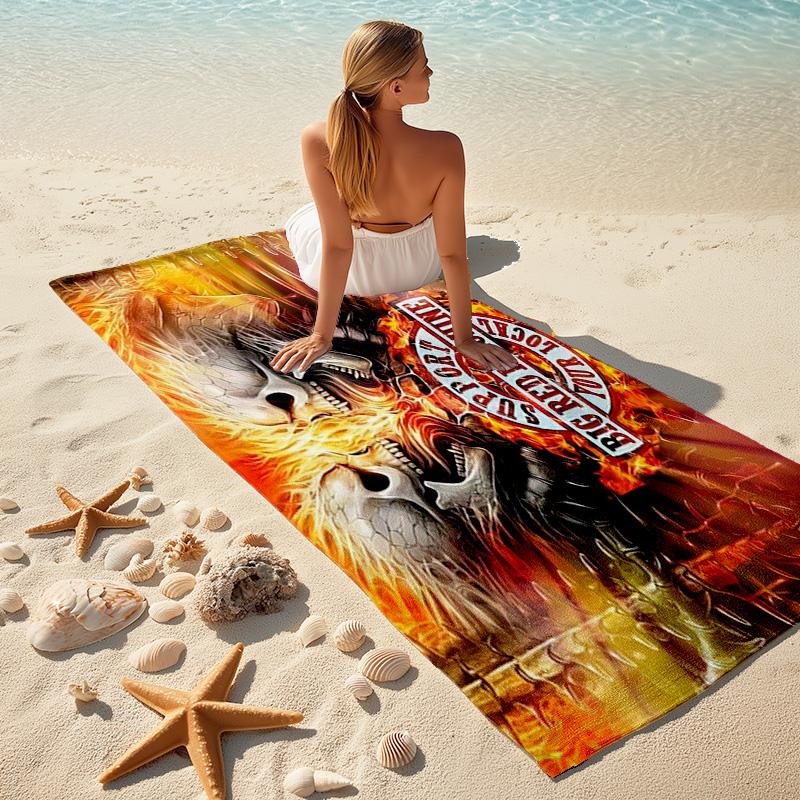 Gang Motorcycle Enthusiasts Hells Angels Motorcycle Club Beach Towel Outdoor Camping Vacation Swimming Beach Towel Outdoor Absorbent Bath Towel Y3