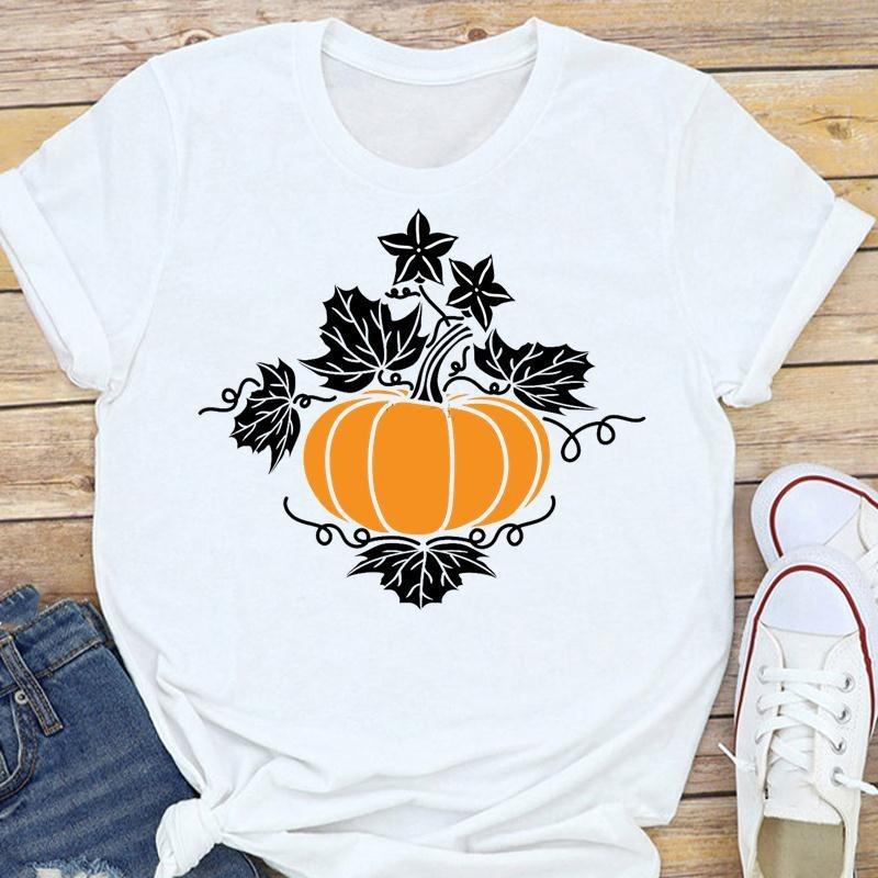 

RoUnisextic Style Printed Autumn Womens Clothing Halloween Thanksgiving Womens Cartoon Top Tshirt Tops Graphic T Shirts Gothic S