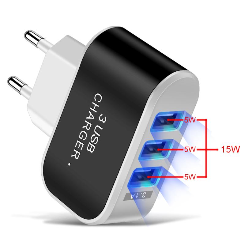 3 USB Ports Multifunctional Charging Head 5V 1A USB Charging Head Single USB Mobile Phone Charger