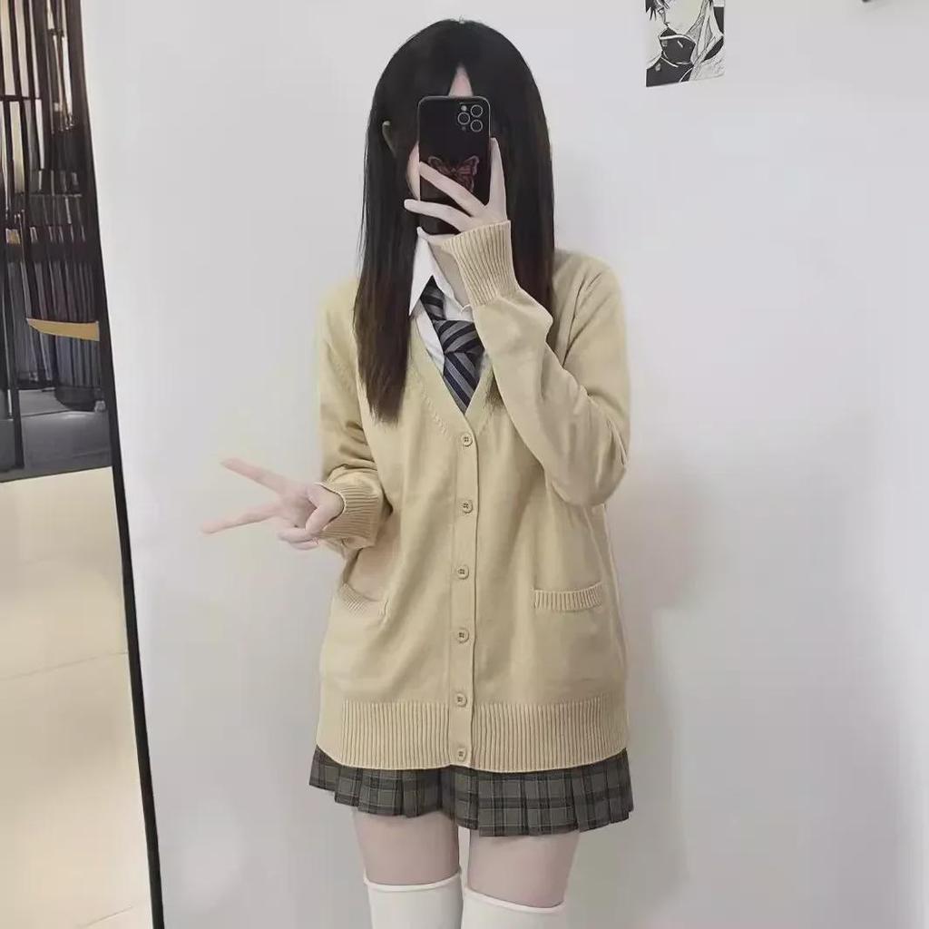 Japanese College-Style JK Uniform Cardigan - Sweet, Versatile, Long-Sleeved Sweater for Autumn/Winter