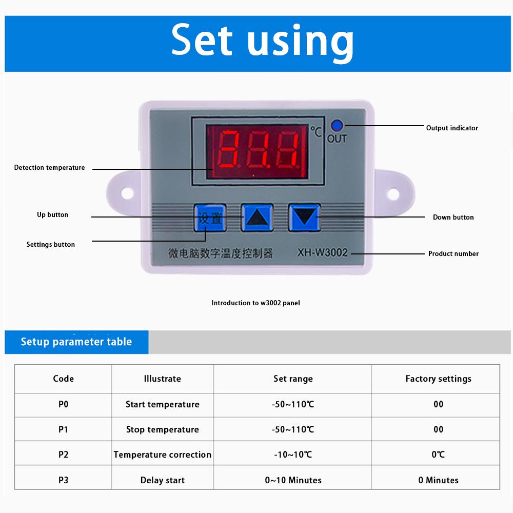 XH-W3002 W3001 Digital LED Temperature Controller 10A Thermostat Regulator For Industrial Tool Accessories