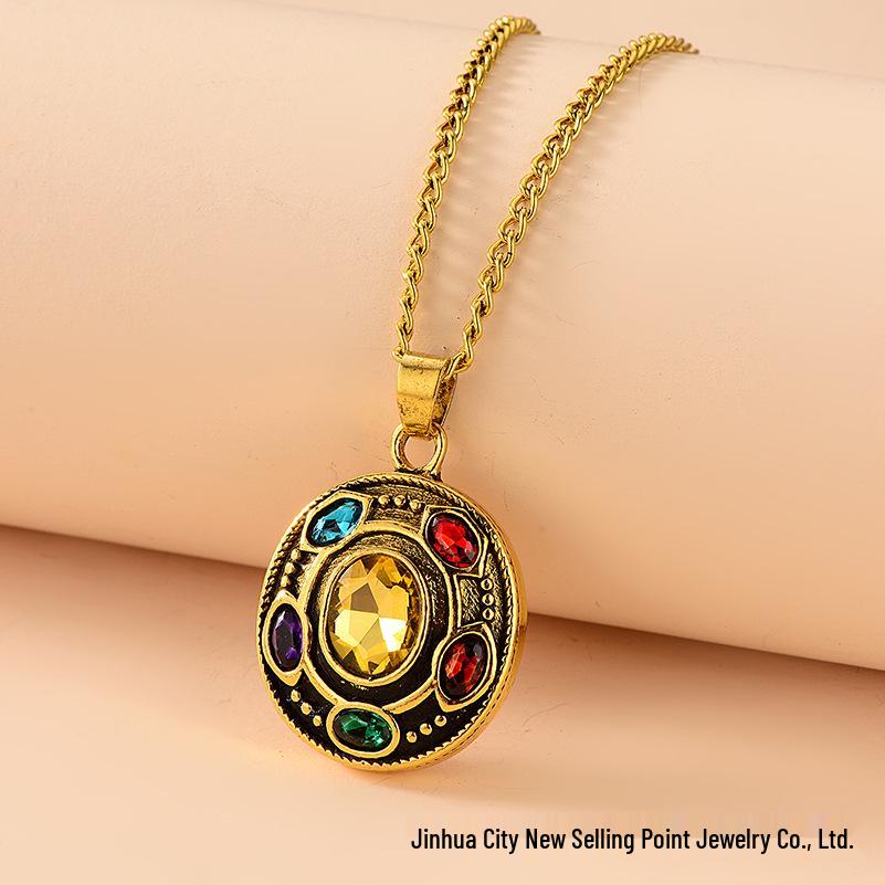 Thanos Infinity Gauntlet Necklace - Colorful Avengers Pendant