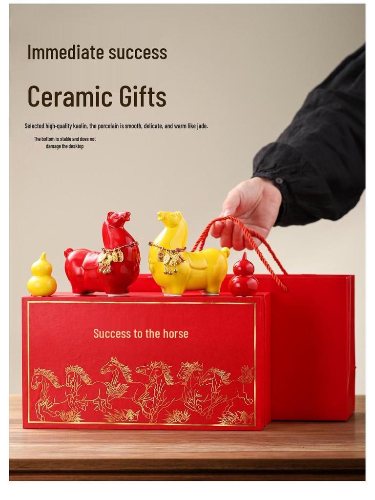 Year of the Horse Ceramic Tea Pet Ornament - Tang Horse Tea Ceremony Desktop Decor