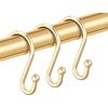 Shower Curtain Hooks, Set of 12 Rust Proof S Shaped Decorative Shower Curtain Rings,Multi-Purpose Hangers S Hooks (Gold)