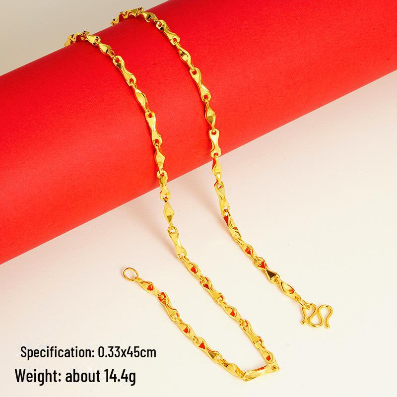 Elegant Sand Gold Clavicle Pendant Necklace for Women - High-End Imitation Gold Chain 