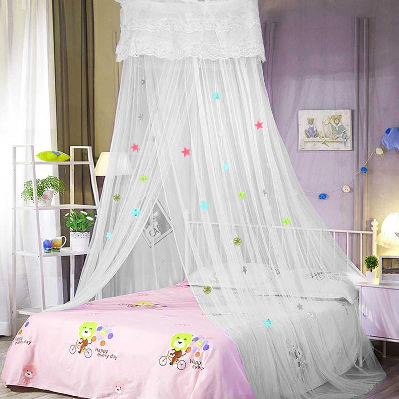 Elegant Lace Bed Canopy Mosquito Net Hung Dome Mesh Canopy Princess Round Dome Bedding Net Bed Mosquito for Bedroom Camping