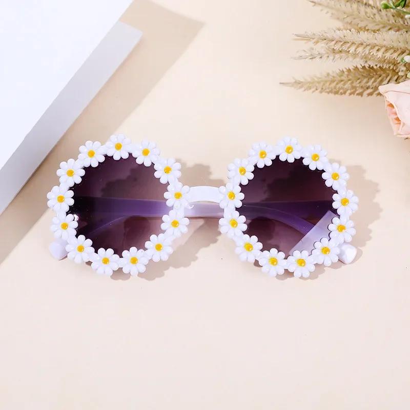 Girl Sunflower Round Flower Cute Ladies Fashion Sun Shade Glasses Children's Daisy Sunglasses Child Matching Sunglasses